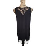 New Directions Fringe Vest Sleeveless Lace Back Cover Up Black Size L Size L Photo 1