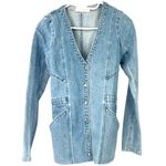 The Jetset Diaries   | S | Denim Jacket Blazer Coat Mid Length Light Wash Luxury Photo 2