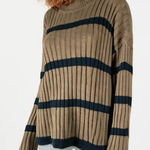 PaperMoon  Brown/Black Striped Cotton Mock-neck Sweater SMALL Photo 0