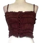 Urban Outfitters  Ruch Button Crop Tank Womens Top Sz Med Chocolate Boho Layer Photo 1