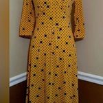 Frock Shop Mustard Yellow & Navy Dots 3/4 Sleeves ModCloth Blithe Midi Dress NEW Photo 0
