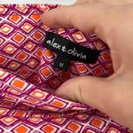 NWT Alex & Olivia Stretch Geometric Pink Pencil Skirt Size Medium Colorful Sprin Photo 4