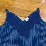 Chico's Pinstripe Tank Top Women Size Large Lace V-Neck Sleeveless Blouse Summer Photo 1