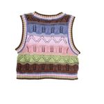 ZARA  Multicolor Crochet Knit Cropped Sleeveless Sweater Vest Top Size Medium Photo 2