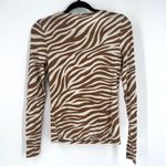 Ann Taylor Women's Zebra Print Striped Square Neck Top Brown White Size 2XS NWT Photo 1