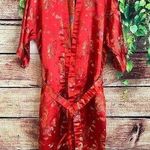 Vintage Kimono Robe 100% Silk Japanese Dragons Red Rainbow XXL PTP 24" Photo 0