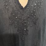 Pineapple Cove Black Tunic Summer Beach Relaxed Dress with Embroidered Sequin XL Photo 3