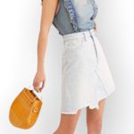 Free People We The Free Going Rouge Denim Skirt Size 26 Photo 2