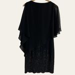 XScape  Black Beaded Chiffon Cape Evening Sheath Dress Size 4 Photo 9