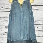 Umgee  NWT Size M Blue Chambray - Lace Trim Tunic Swing Dress Photo 0