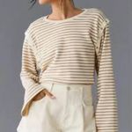 Maeve  Tan Boxy Crop Long Sleeve Tee Photo 0