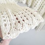 POL NEW  Open Weave Crochet Knit Bell Sleeve Sweater in Cream Off White Size S Photo 5