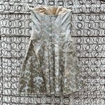 Jessica McClintock Y2K  strapless gold blue foil floral pleat skirt prom dress 10 Photo 2