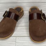 Sofft Women's Sz 8 Brown Suede Leather Buckle Clogs Mules Slip Photo 0