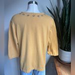 Fall Leaf‎ knit shirt Mustard Yellow Embroidered Cotton Top 2010 teacher size 1X Photo 6
