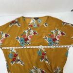 Tolani  XS Silk Blouse Top Yellow Floral Side Tie 3/4 Flare Sleeve Oversized Boxy Photo 9