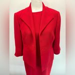 Coldwater Creek  Red Embroidered Jacket Knee Length Sheath Dress 2 Piece Size 10P Photo 8