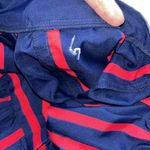 Vintage pleated midi skirt • navy blue with red stripes • modest • 70s 80s Photo 5