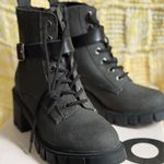 SO  Black Combat Moto women Boots with Rugged Sole size 7.5 Black Photo 0