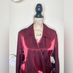 Lane Bryant NTM: Satin Wrap Blouse 22/24 Burgundy Surplice Tie Front Top Photo 2