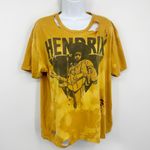 Jimi Hendrix Bleach Splatter Short Sleeve Shirt Size Medium Distressed Worn Yellow Photo 0