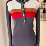Faherty Mikki Henley Lightweight Cashmere Blend Retro Stripe Size Small Photo 0