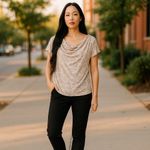 Michael Kors MICHAEL  Beige and White Animal Print Patterned Top XL Photo 1