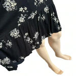 Lucky Brand  Black Botanical Boho Ruffle Dress One Shoulder Short Sleeve XS Photo 3