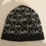 Michael Kors MICHAEL  Beanie Knit Hat Cap Dark Gray Metallic Silver Logo Photo 2