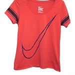 Nike Tee Athletic Cut Swoosh Logo Striped Short Sleeves Orange Purple Medium Photo 0