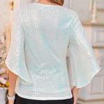 Grace Karin NWT Elegant White Cocktail Sequin Women's Top 3X Plus Photo 3