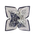 Large Silk Hair Scarf Navy Paisley Bandana Blue Photo 0