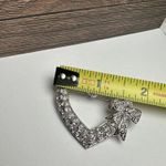 Rhinestone Heart Wreath With Bow Christmas Holiday Brooch Pin Silver Tone NWOT Photo 1