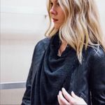 Free People  Denim Drape Front Moto Jacket Women's size 0 Photo 1