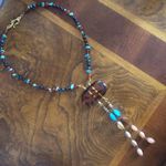 Handcrafted genuine stone faux tortoise medallion necklace Brown Photo 5