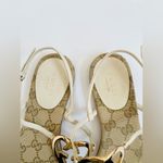 Gucci  White leather GG supreme canvas interlocking heart thong sandals EU 36.5 Photo 2
