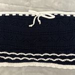 Hollister  Navy Blue and White Crochet Bandeau Tube Top Photo 3