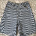 Vintage High Waist Blue Striped Jean Shorts 29" waist Fisherman Core Photo 0