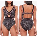 Sanctuary Here Kitty Kitty Cutout One Piece Animal Print Bathing Suit XS Photo 1