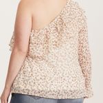 Torrid one shoulder ruffle floral blouse peasant ruffles metallic size 1/1X Photo 2