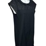 Monoprix Femme Black Cap Sleeve Floral Lace Eyelet Collared Mini Shift Dress 8 Photo 1