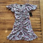 Disney  Princess Ruched Flutter Sleeve Floral Print Dress Gray Size Large Photo 0