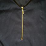 EXPRESS Blue and Gold  Quarter Zip Up Short Sleeve Blouse Photo 2