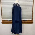 ZARA  Guipure Navy Blue Lace Combined Pleated Back Mini Dress Size XS Photo 3