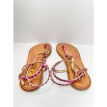 GBG Los Angeles T Strap Sandals Size 7.5 Pink Gold Logo Ankle Strap Pink Photo 3