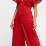 Free People Half Moon Bay Playsuit, burned orange, Cotton, swiss dot, eyelet, M Photo 0