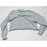 Brandy Melville Womens Cropped Long Sleeve Collared Shirt One Size Gray Top Photo 1