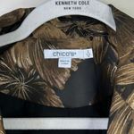 Chico's  Collection Black Gold Floral Metallic Jacquard Topper Coat Long Jacket Photo 3