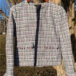 J.Crew  Women's Cotton Tweed Blazer - Blue, White, Red Preppy Americana Academic Photo 9