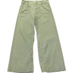 Maeve Anthropologie The Colette Wide Leg Pants Green Linen Blend High Rise 28 Photo 0